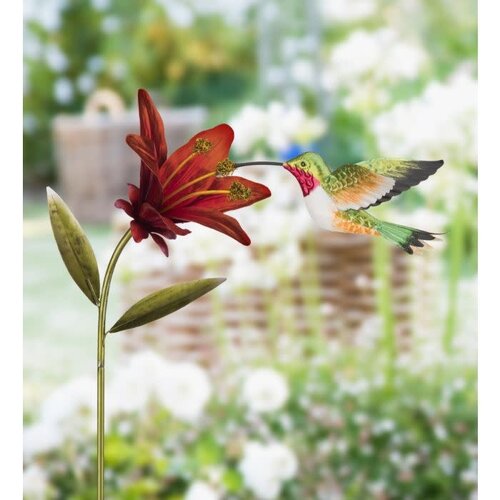  Hummingbird Flower Stake Purple Ruby Throated 
