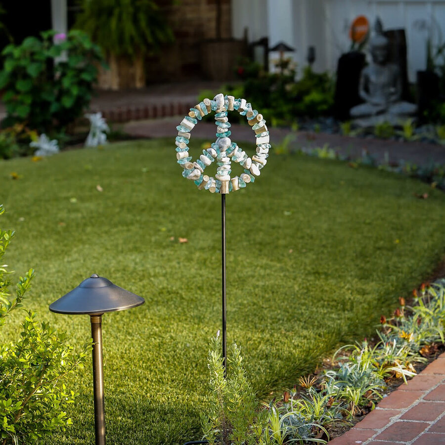 Glass Peace Symbol Garden Stake