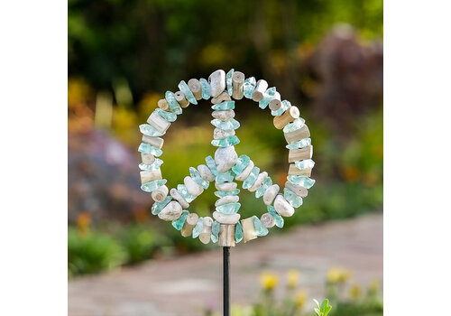  Garden Age Glass Peace Symbol Garden Stake 