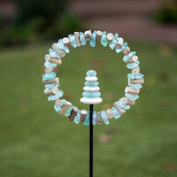 Glass Cairn in Ring Garden Stake