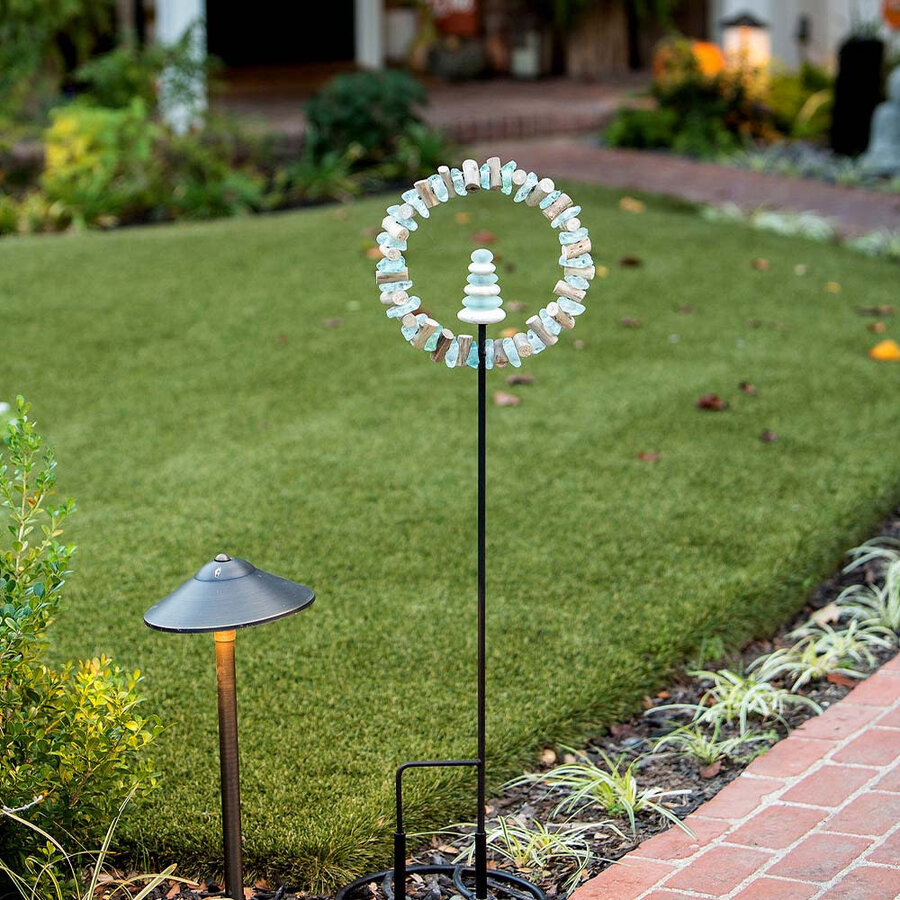 Glass Cairn in Ring Garden Stake