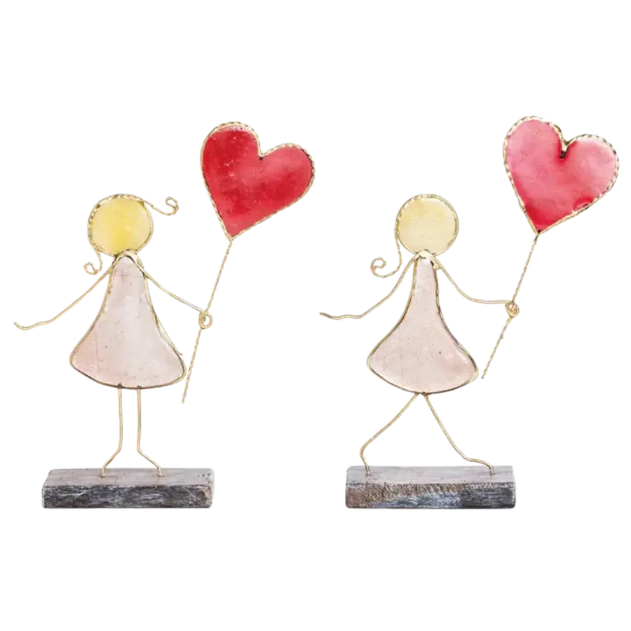 Stained Glass Girl with Heart Balloon