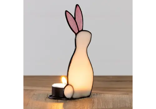  Stained Glass Rabbit Tea Light Holder 