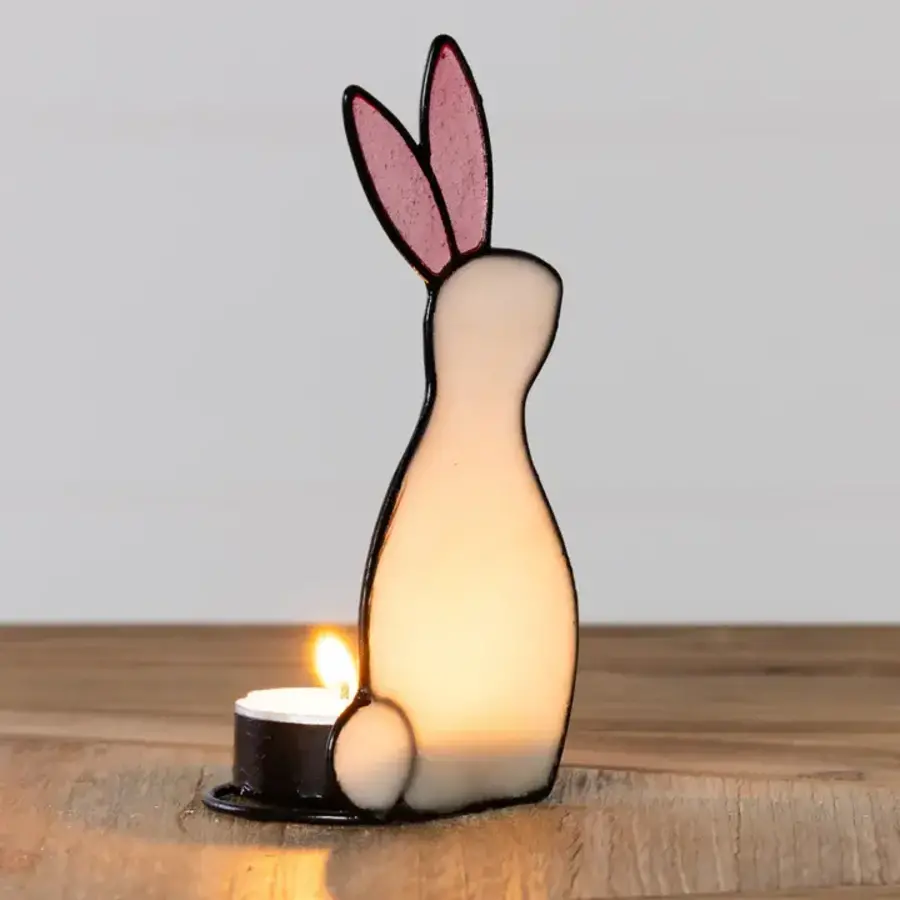 Stained Glass Rabbit Tea Light Holder