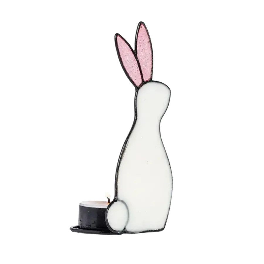 Stained Glass Rabbit Tea Light Holder
