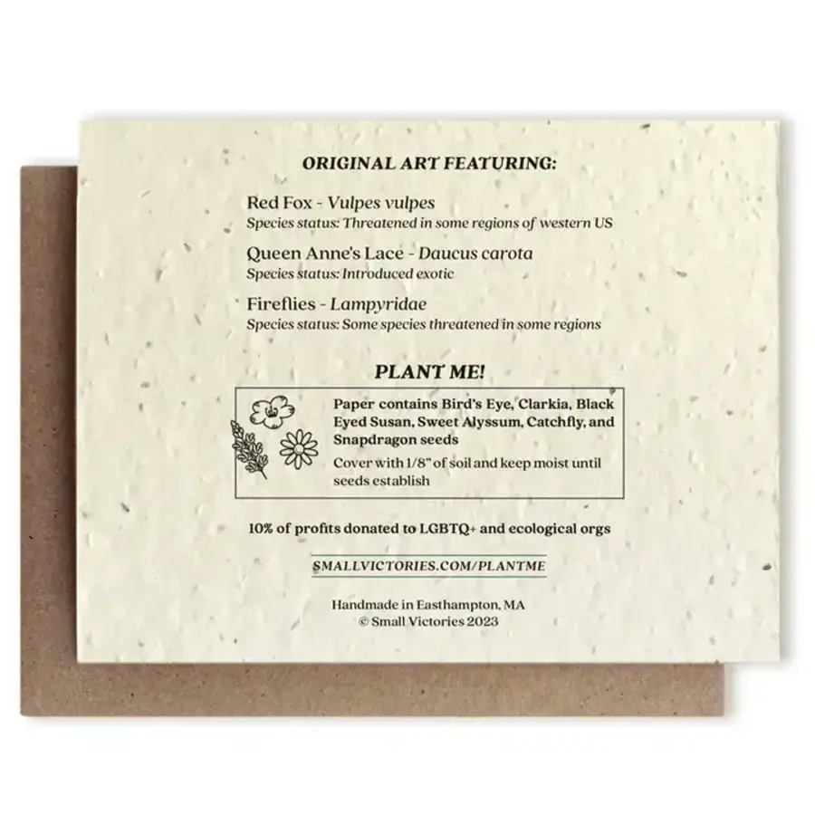 Plantable Wildlfower Seed Card - Fox