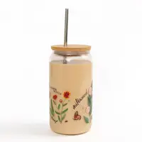 Wildflower Botanicals Glass Can with Lid & Straw