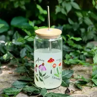 Wildflower Botanicals Glass Can with Lid & Straw