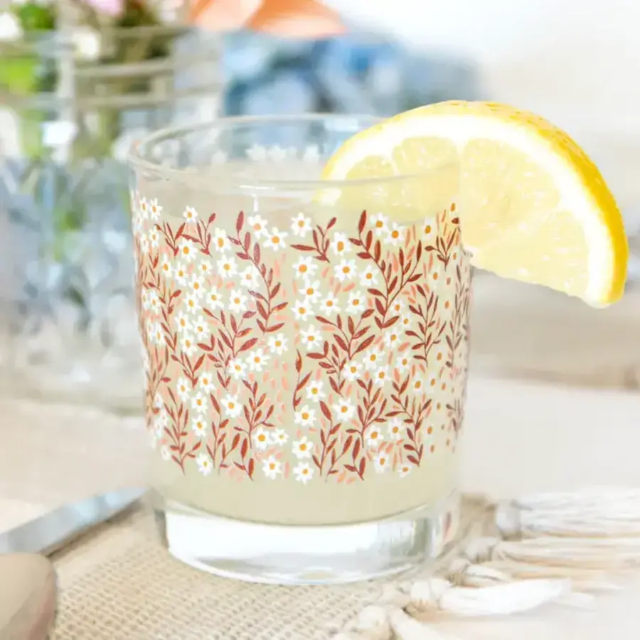 Pink Daisy Short Juice Glass