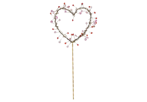  15" Wire Heart Pick with Red Beads 