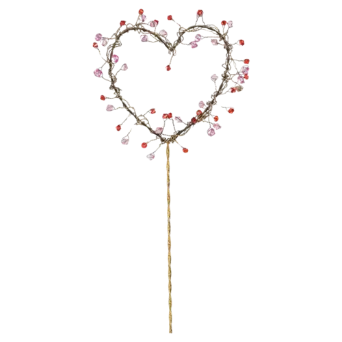  15" Wire Heart Pick with Red Beads 