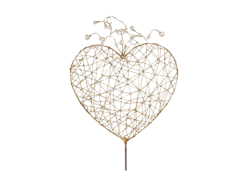  18.5" Wire Puffy Heart Pick with Pearls 
