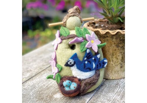 Nesting Blue Jay Wool Birdhouse   Nesting Blue Jay Wool Birdhouse