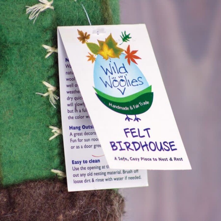 Nesting Blue Jay Wool Birdhouse