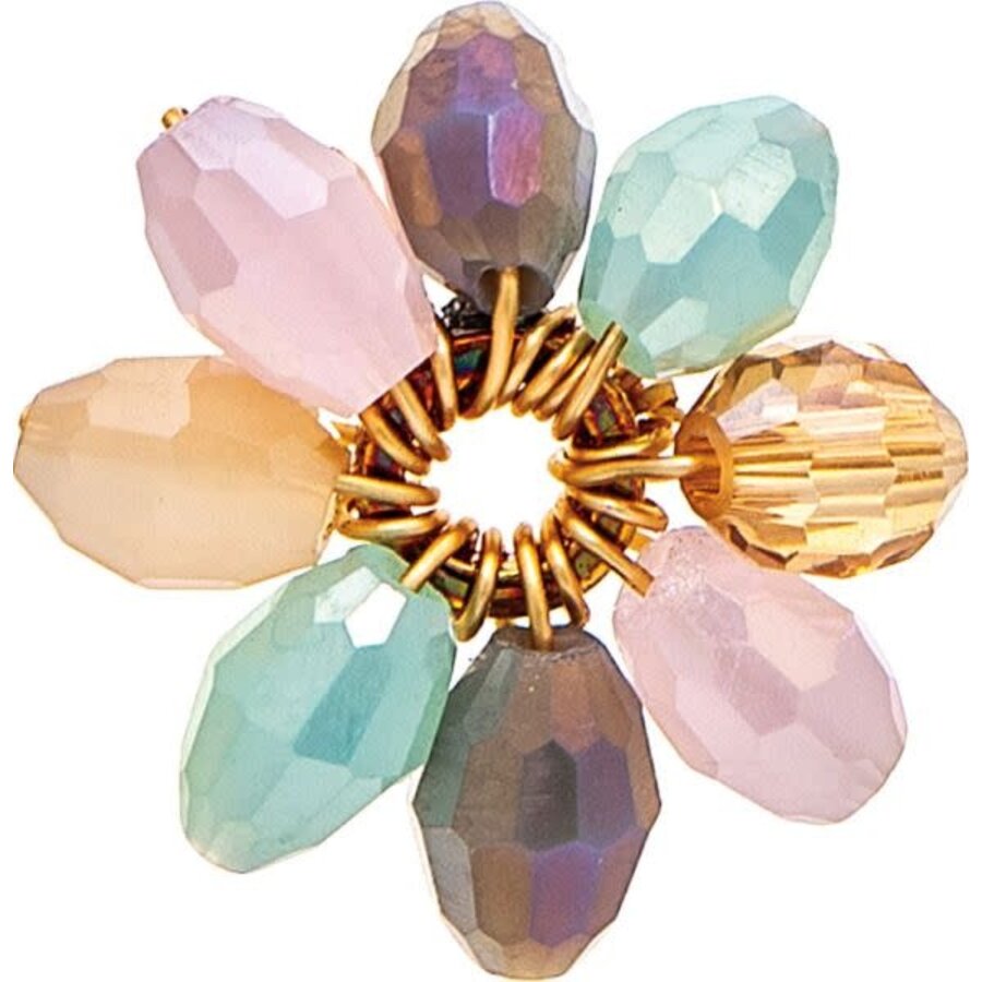 Gold M/C Glass Bead Flower Post Earrings