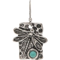 Silver Oxidized Blue Gem Dragonfly Earrings