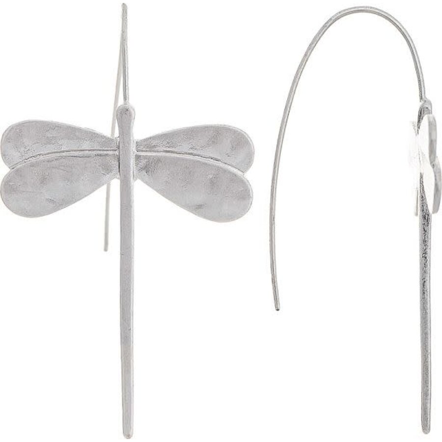 Matte Silver Dragonfly Earrings
