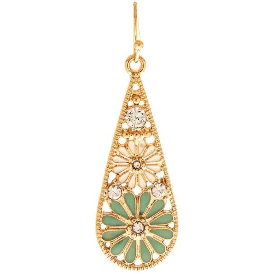 Gold Flower Teardrop Earrings