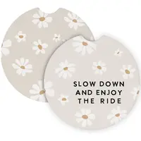 Slow Down Enjoy Daisies Car Coaster