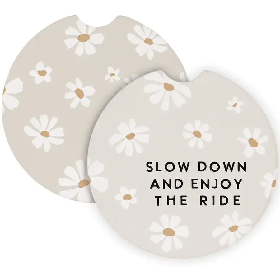 Slow Down Enjoy Daisies Car Coaster