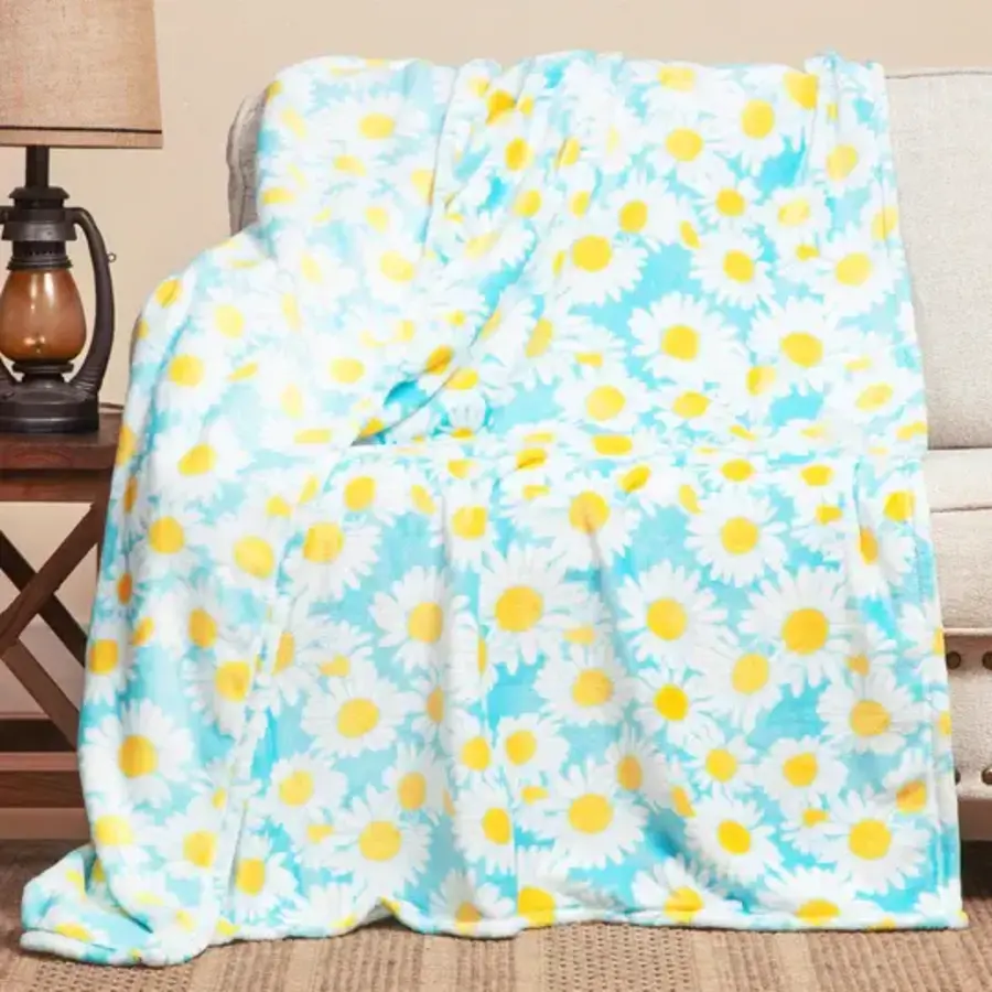 Flower Power Heavy Plush Throw 54" x 68"