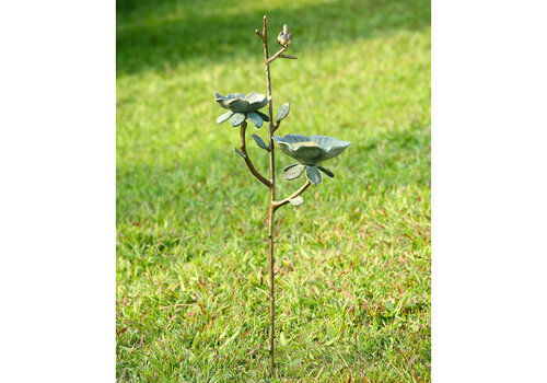  Bird & Flower Birdbath on Stake 