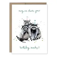 Raccoons Snacks BDay Card