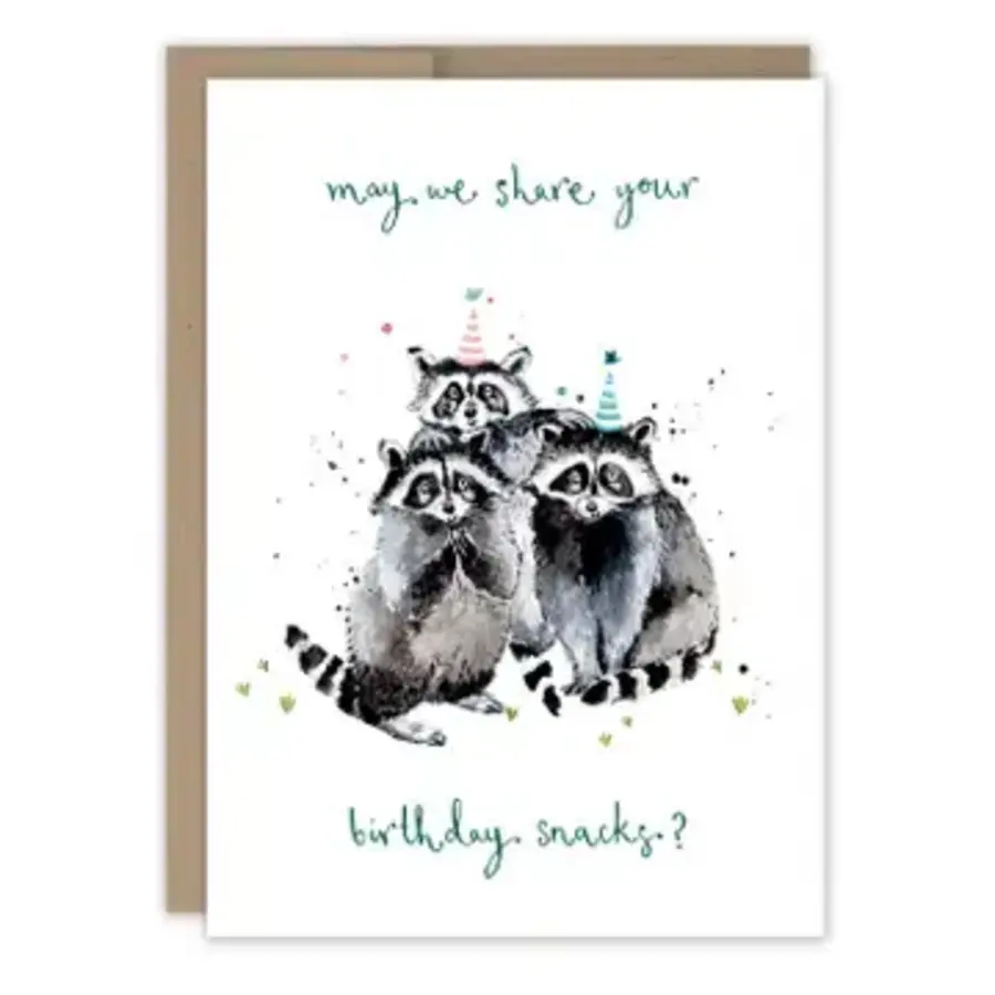 Raccoons Snacks BDay Card