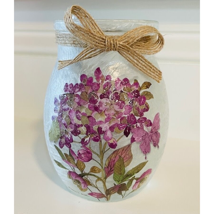 Purple Hydrangea Pre-Lit Small Jar