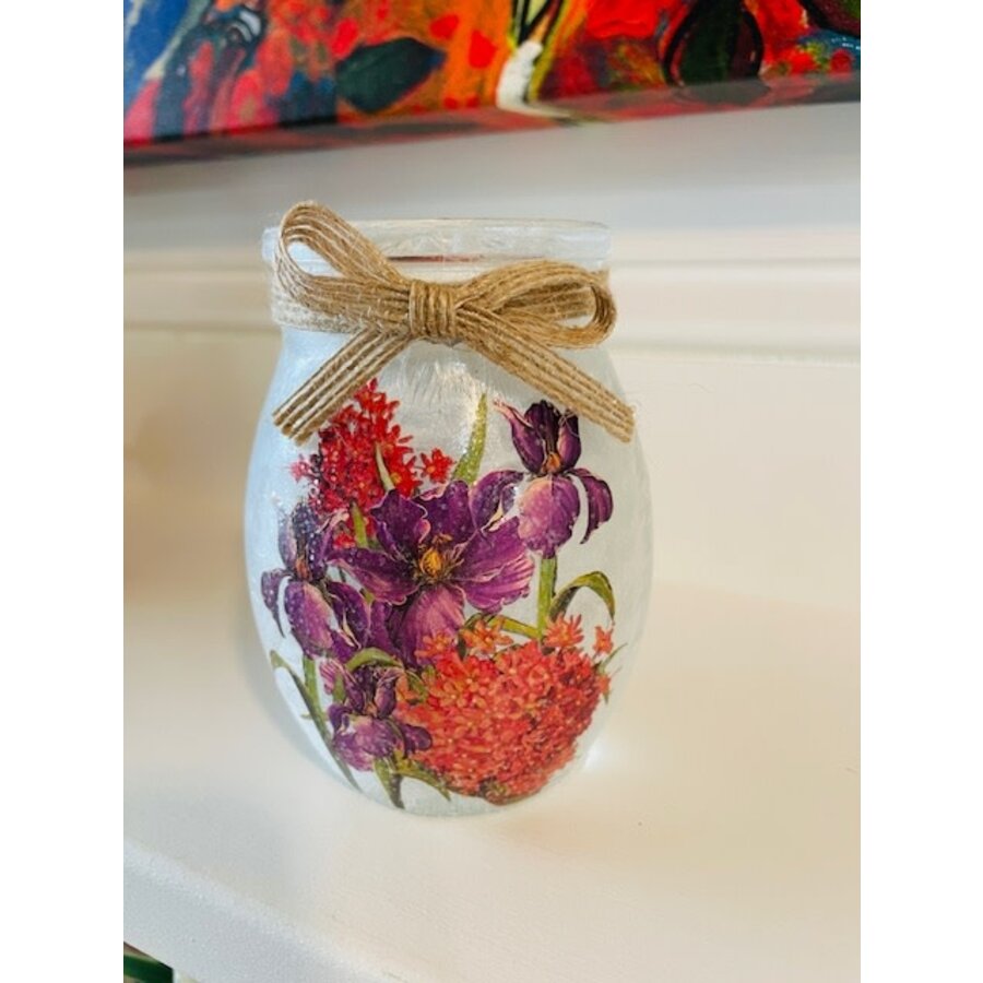 Vintage Bouquet Pre-Lit Small Jar w/ Ribbon