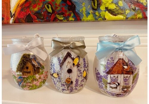  Stony Creek Summer Birds Pre-Lit Small Jar w/ 