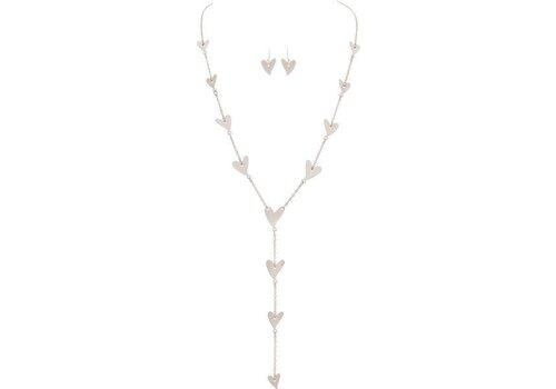  Rain Jewelry Collection Silver Hearts On Chain Y Necklace Set 