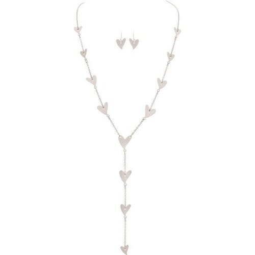  Rain Jewelry Collection Silver Hearts On Chain Y Necklace Set 