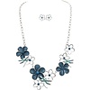 Rain Jewelry Collection Silver Blue Flower & Dragonfly Necklace Set