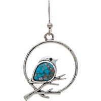 Silver Blue Gem Blue Bird Earring