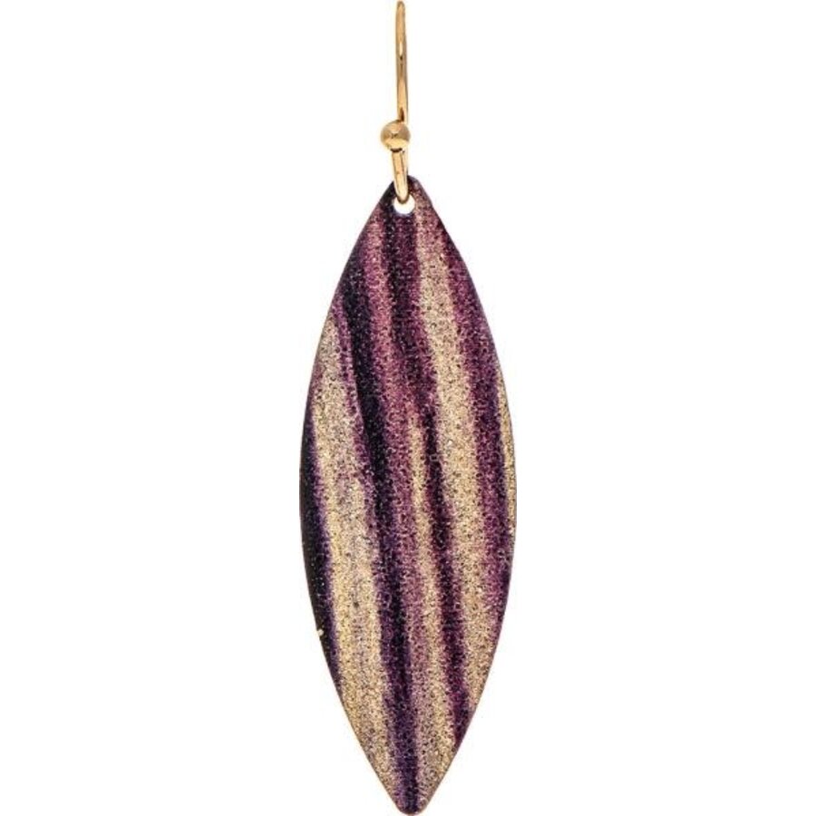 Gold Purple Wash Sparkle Ellipse Earrings
