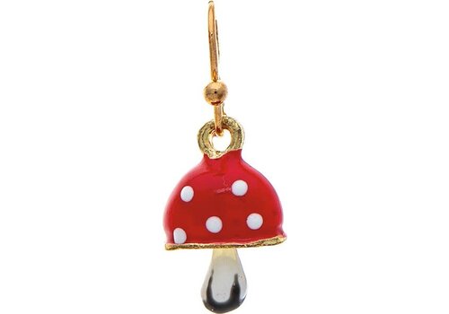  Rain Jewelry Collection Gold Red Cap Mini Mushroom Earrings 