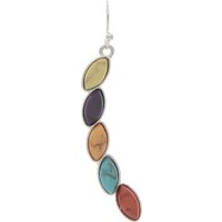 Silver Multicolor Oval Stones Arc Earrings