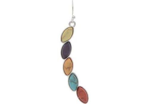 Rain Jewelry Collection Silver Multicolor Oval Stones Arc Earrings 