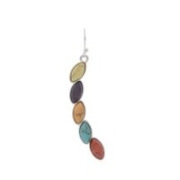 Silver Multicolor Oval Stones Arc Earrings