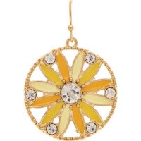 Gold Yellow Crystal Gem Round Daisy Earrings