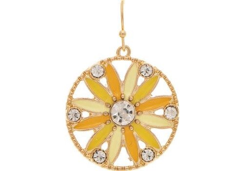  Rain Jewelry Collection Gold Yellow Crystal Gem Round Daisy Earrings 