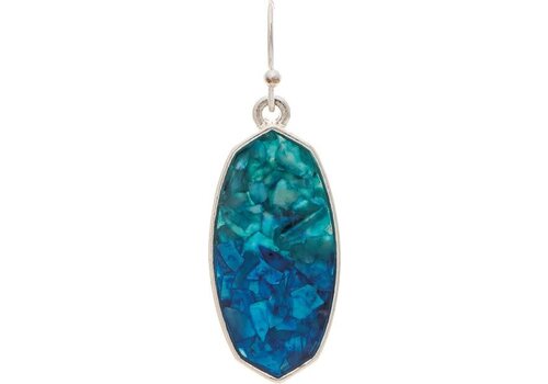 Rain Jewelry Collection Silver Blue Ombre Inlay Ellipse Earrings 