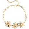 Rain Jewelry Collection Gold M/C  Bead Flowers Chain Link Bracelet