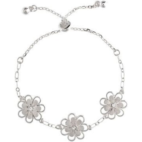  Rain Jewelry Collection Silver Three Flower Chain Bracelet 