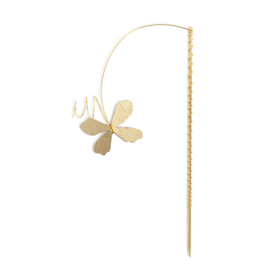 Gold Metal Butterfly Floral Pick 12"