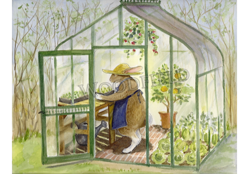  Woodfield Press Greenhouse Rabbit Card 
