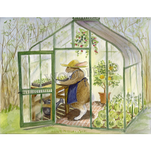  Woodfield Press Greenhouse Rabbit Card 