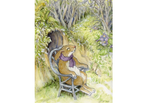  Woodfield Press Sunbathing Bunny Card 