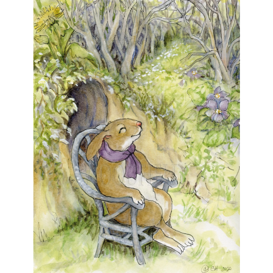 Sunbathing Bunny Card